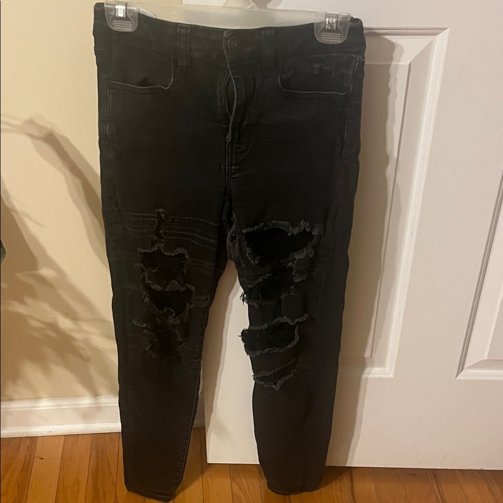 American Eagle Outfitters Black Distressed Skinny Jeans